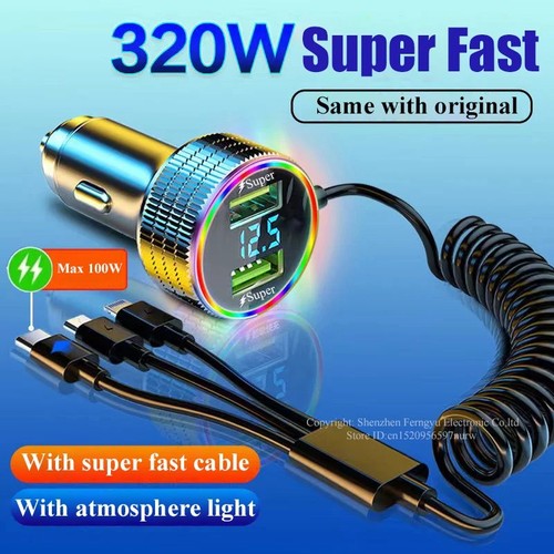 Car Charger 320WN USB 5in 1 Fast Chariging Phone Adapter for iPhone 14 Pro Max - 第 1/6 張圖片