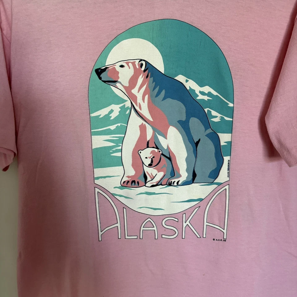 Camiseta de Colección Años 80 HEF-T Jays Polar Bear Club Camiseta Estampado Alaska Rosa Grande EE. UU. Foto 3 de 4