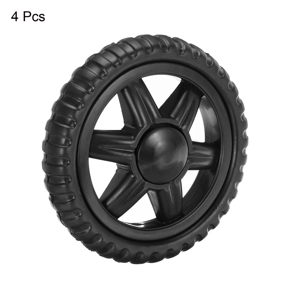 4Pack Shopping Cart Wheels Replacement 5" Rubber Foaming Wheel Repair Black - image 3 of 4