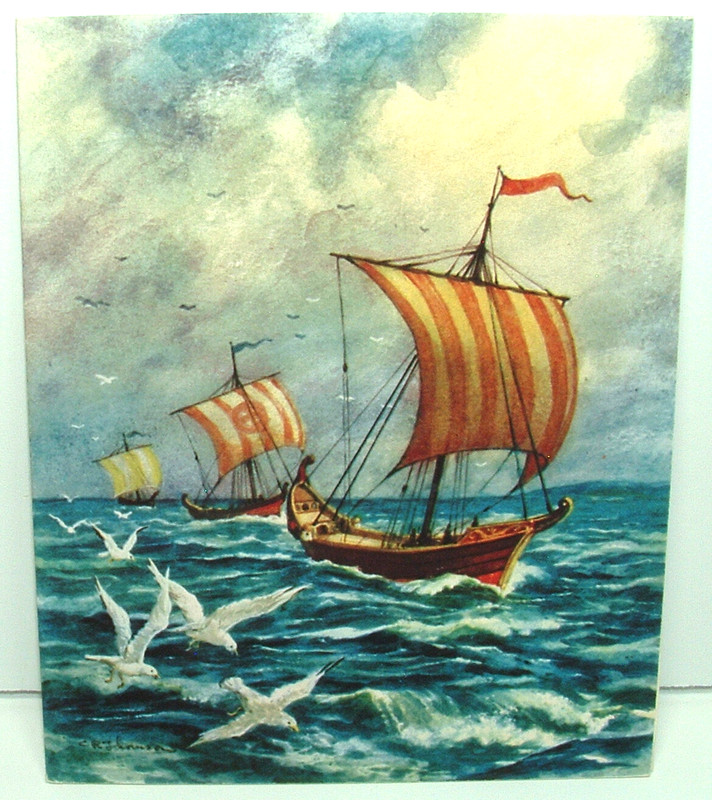 UNUSED - C.R. Thomson - Sailing Ships, Sheet Music - 1948 Vintage Christmas Card