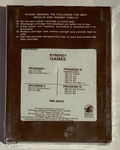 Synergy Games 8 Track Tape - 1979 Passport Records PB8-6003 - Brand New, Sealed - Picture 3 of 6