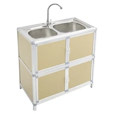 Modern Kitchen Sink Freestanding Sink with Cabinet/Faucet for Home Kitchen New