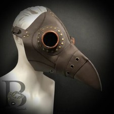 Plague Doctor Bird Mask Long Nose Beak in Brown