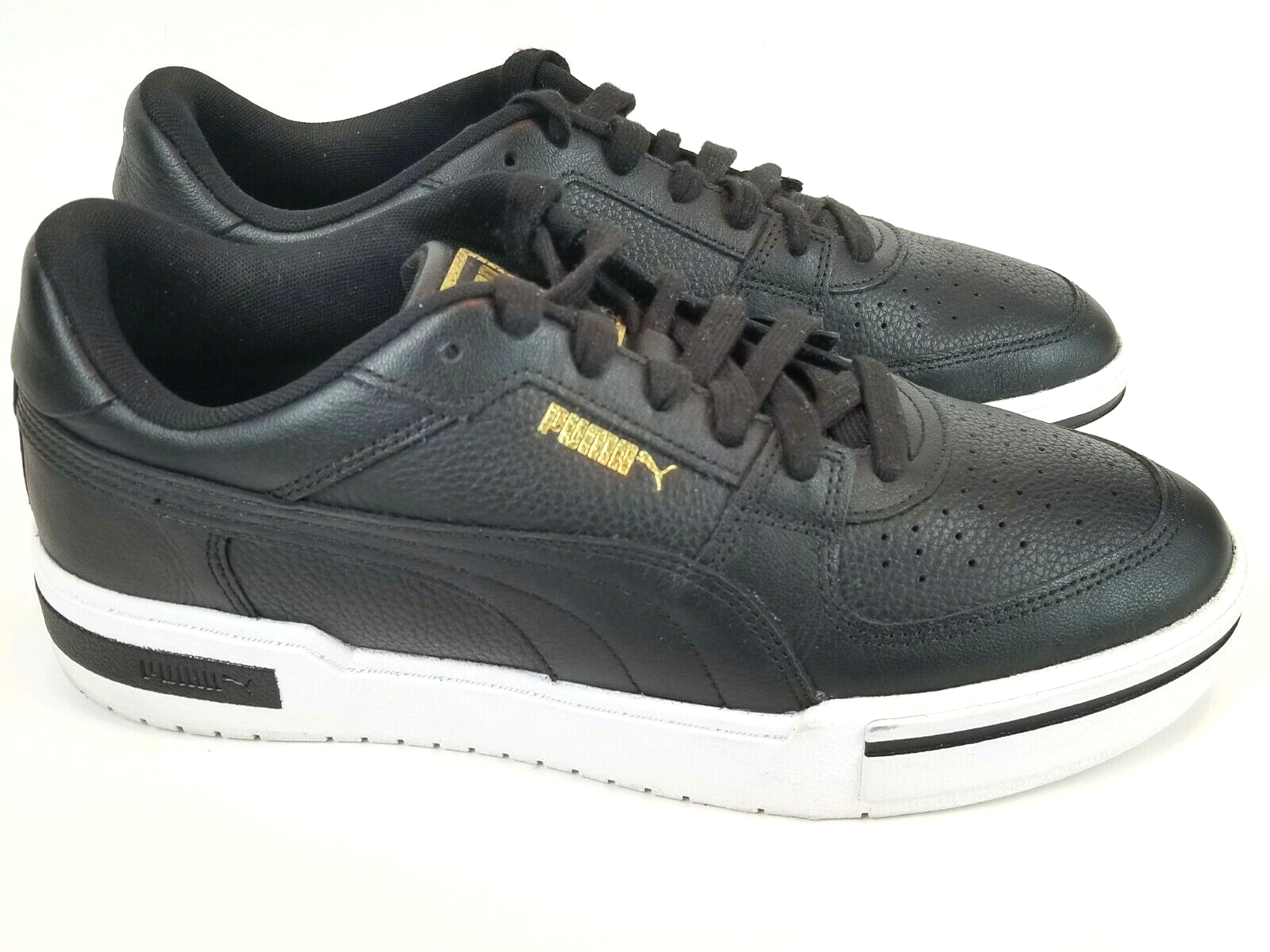 Black Sneakers with Gold Trim Size 