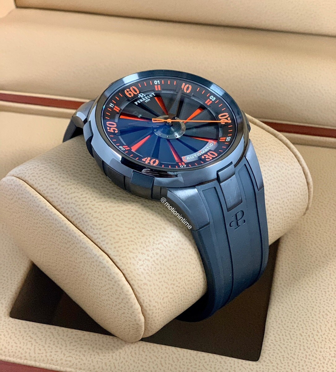 Perrelet Turbine XL 50mm, Black & Orange Dial - Black DLC, A1051/2