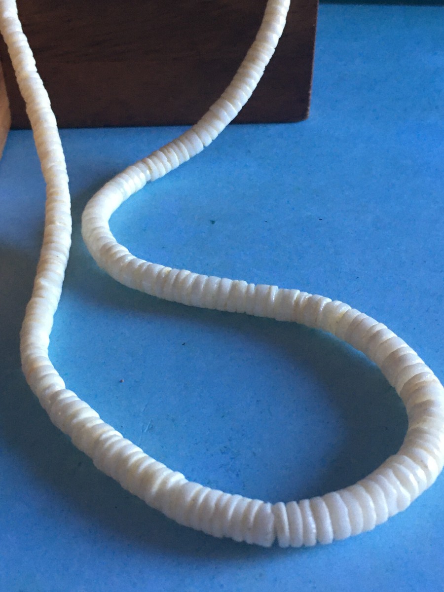 Collier Vintage Perles Graduées En Coquillage Heishi Blanc - Occasion Bon état