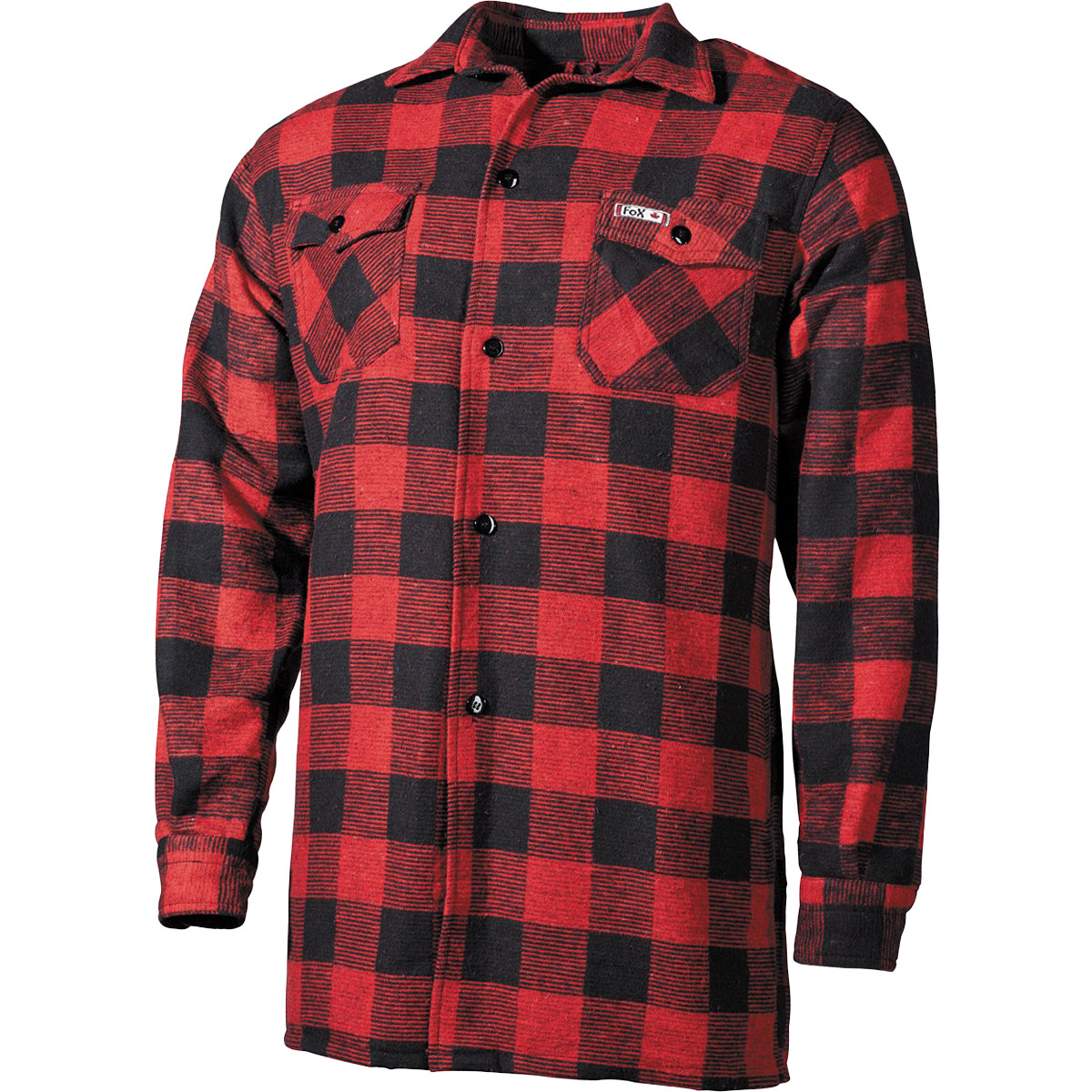 Fox Outdoor Lumberjack Shirt Flannel Mens Hunting Hiking Red Black
