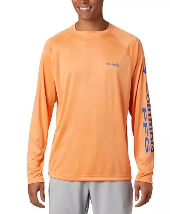 NEW Men PFG Terminal Tackle Long Sleeve Fishing Shirt Orange Peach Teal XXL NWT