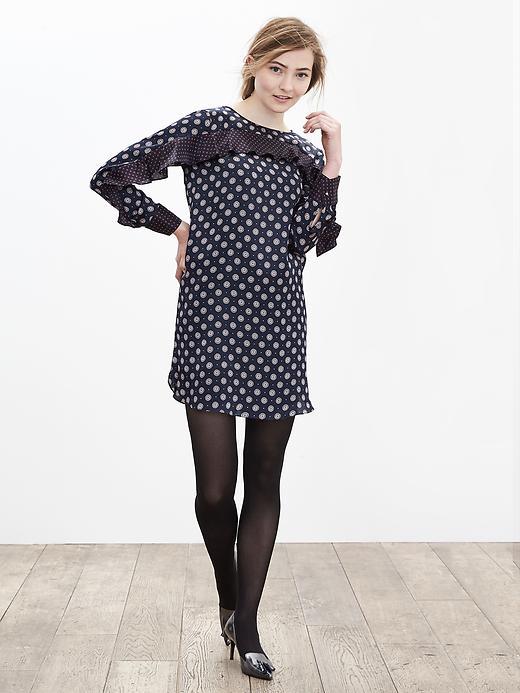 Banana Republic foulard ruffle dress, Preppy Navy SIZE 2 #171131 E814 X0712