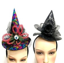 Deluxe Mini Witches Hat Fancy Dress Costume Halloween Accessory Headband Cosplay