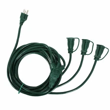 DEWENWILS 25 ft Outdoor Extension Cord 1 to 3 Splitter 3Prong Outlets 16/3C SJTW