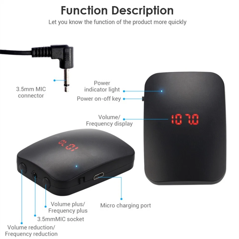 Mikrofonsender Mit LED-Anzeige 30 M Effektive Entfernung Kabelloses Headset - Bild 3 von 4