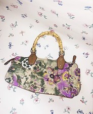 vintage floral purse With Bamboo Straps