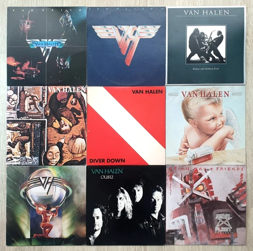 VAN HALEN Lot of 9 LP Vinyl Collection Original Japan w/ Insert Poster