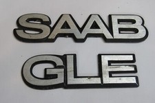 1983 Saab Gle Emblem Badge Lot Metal Tags Name Labels Brushed Silver And Black