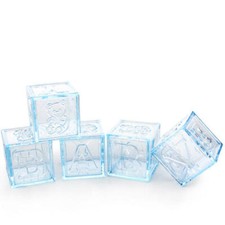 Adorable Baby Boy Blue Acrylic Alphabet Fillable Baby Blocks- For Showers,