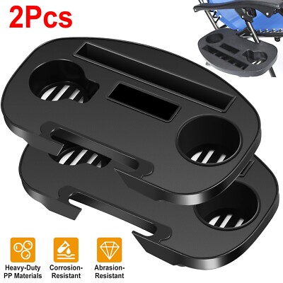 1/2x Clip On Side Table Tray For Zero Gravity Sun Lounger/Camping Chair Outdoor
