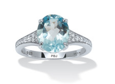 4.70 TCW OVAL CUT GENUINE BLUE TOPAZ CZ STERLING SILVER RING SIZE 6 7 8 9 10