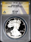 2004-W $1 Silver American Eagle PF 69 DCAM ANACS # 7668335 + Bonus