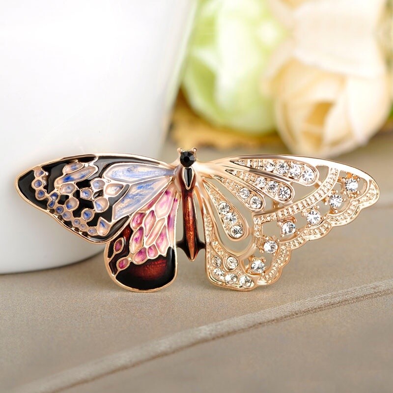 Purple Butterfly Enamel Brooch for Wedding Party Gifts Lapel Pin  