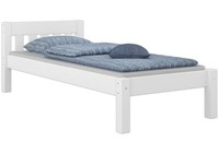 Futonbett Einzelbett 100X200 Massivholzbett Kiefer Weiß Rollrost GäStebett Holz