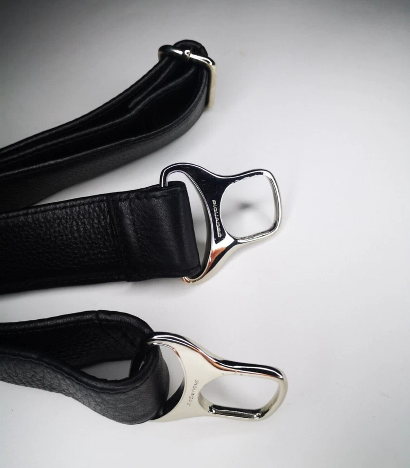Correa de hombro ajustable de cuero Piquaro de repuesto color negro metal Foto 3 de 4