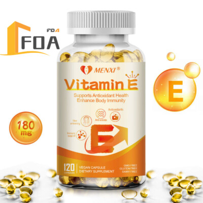 Vitamin E Oil 120 Softgels | Vit E Capsules for Hair Skin Nail Face Health Vegan