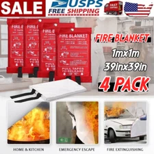 Fire Extinguishing Blanket 4Pack - Fiberglass Emergency Home Retardant 39x39