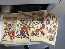 Vintage 1950s Davy Crockett Set of 4 Iron On Transfers Wild West Indian Fighter
