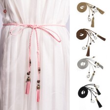 Women Skinny Braided Tasseled Knot Waist Belt Jeans Dress Corset Waistband HG362