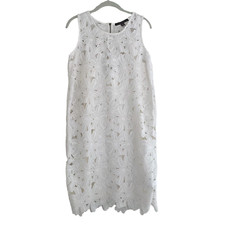 Fever Small White Lace Dress Sleeveless Floral Elegant Party Summer Dress
