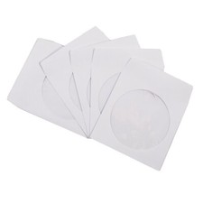 100-Pack Premium White Paper CD DVD Sleeves Window Cut Out Flap 100 Gram