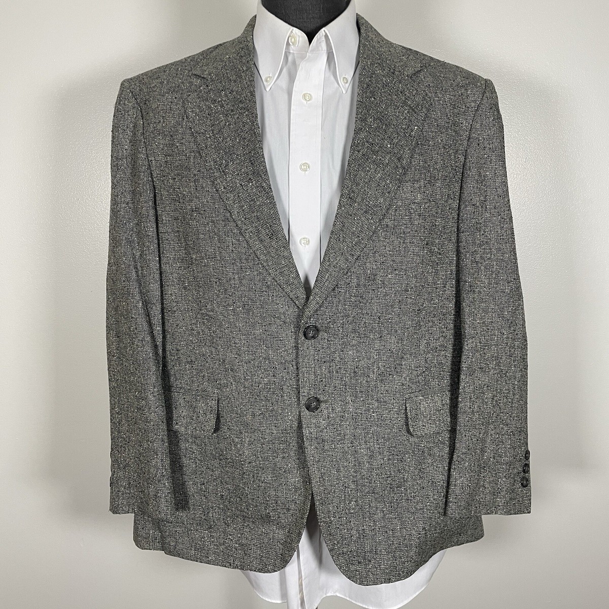 Croft and Barrow Blazer Jacket Mens 44S Gray Textured Silk