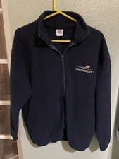 Vintage Southwest Made In USA Crew Blue Fleece Jacket Embroidered Design Size M