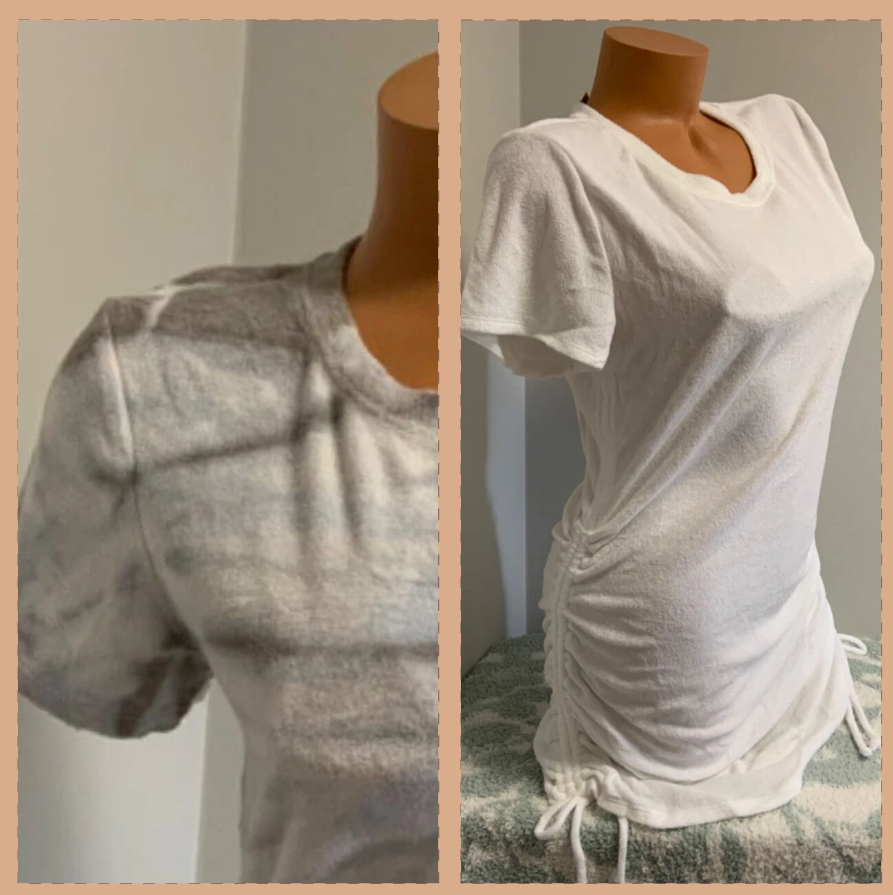 UNDERCOVER Abito a maniche corte rosa Victoria's Secret spiaggia Terry arricciato lato XS S M L