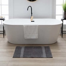 Mohawk End Border Double Stripe Bath Rug 24  x36  Gray OB