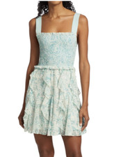 Alice and Olivia Jocelyn Floral Smocked Cotton Ruffle Minidress - Retail $550