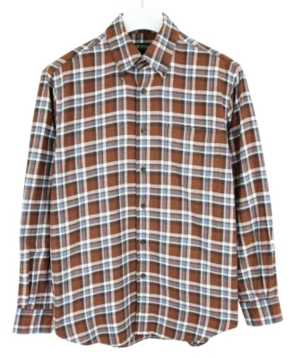 Orvis Lujo Franela Camisa Hombre Mediano con Botones Cuadros Cuello - Imagen 1 de 4