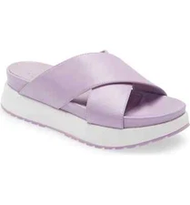 Cecelia New York UMA Lilac Platform Crisscrossing Straps Wedge Slide