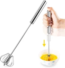 Semi-Automatic Egg Whisk Hand Push Egg Beater Stainless Steel Blender Mixer Tool