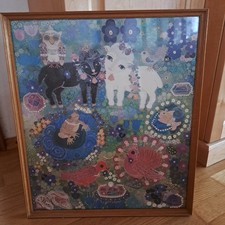Bild Tiere bunt mit Holzrahmen