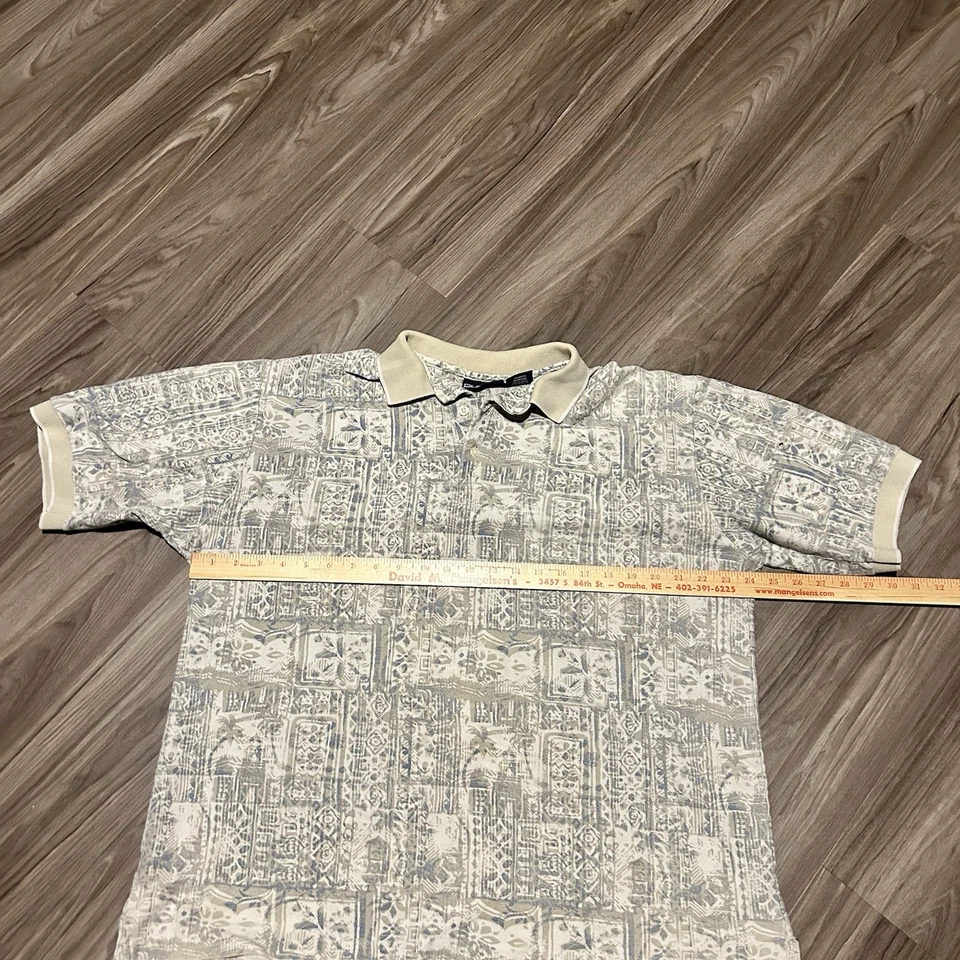 Винтажное пуританское поло с узором по всему периметру XL хлопок короткий рукав - Изображение 3 из 4