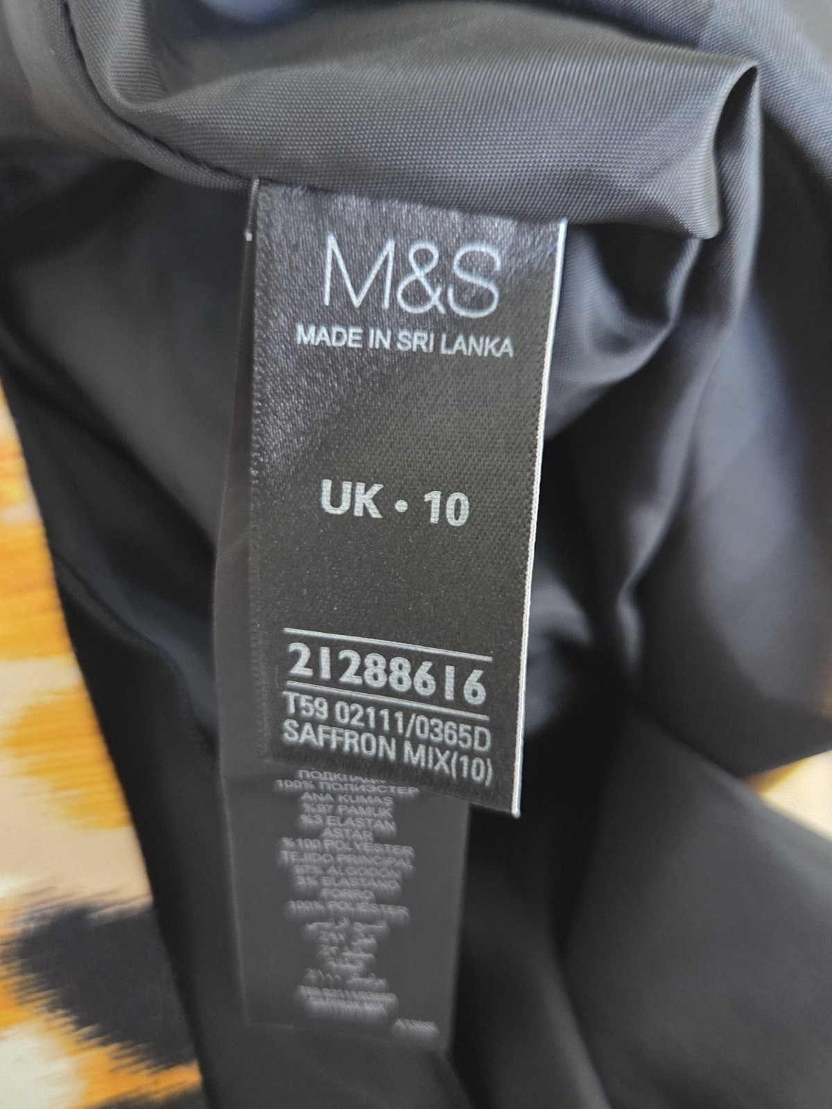 Stunning Marks & Spencer Woman Size 10 Black Orange Panel Sheath Lined Dress