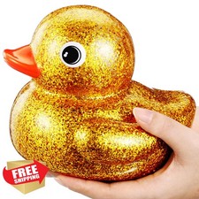 Honoson Gold Glitter Rubber Duck Bath Toy