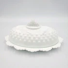 Vintage Fenton White Milk Glass Hobnail Oval Covered Butter Dish, AS IS *READ