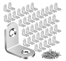 40PCS L Bracket Corner Brace Sets, Stainless Steel Corner Bracket, 90 Degree Sil