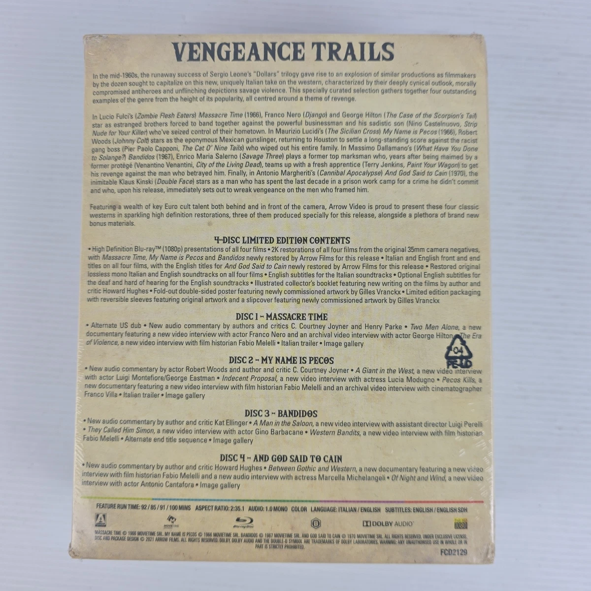 Vengeance Trails - 4 Classic Westerns (Blu-Ray B, OOP, Arrow, Box Set) SEALED