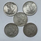 Lot of 5 US 1923 Peace Silver Dollars 90% Silver