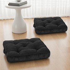 Meditation Floor Cushion Set of 2, 24x24 Tufted Floor Cushion for Adults, Squ...