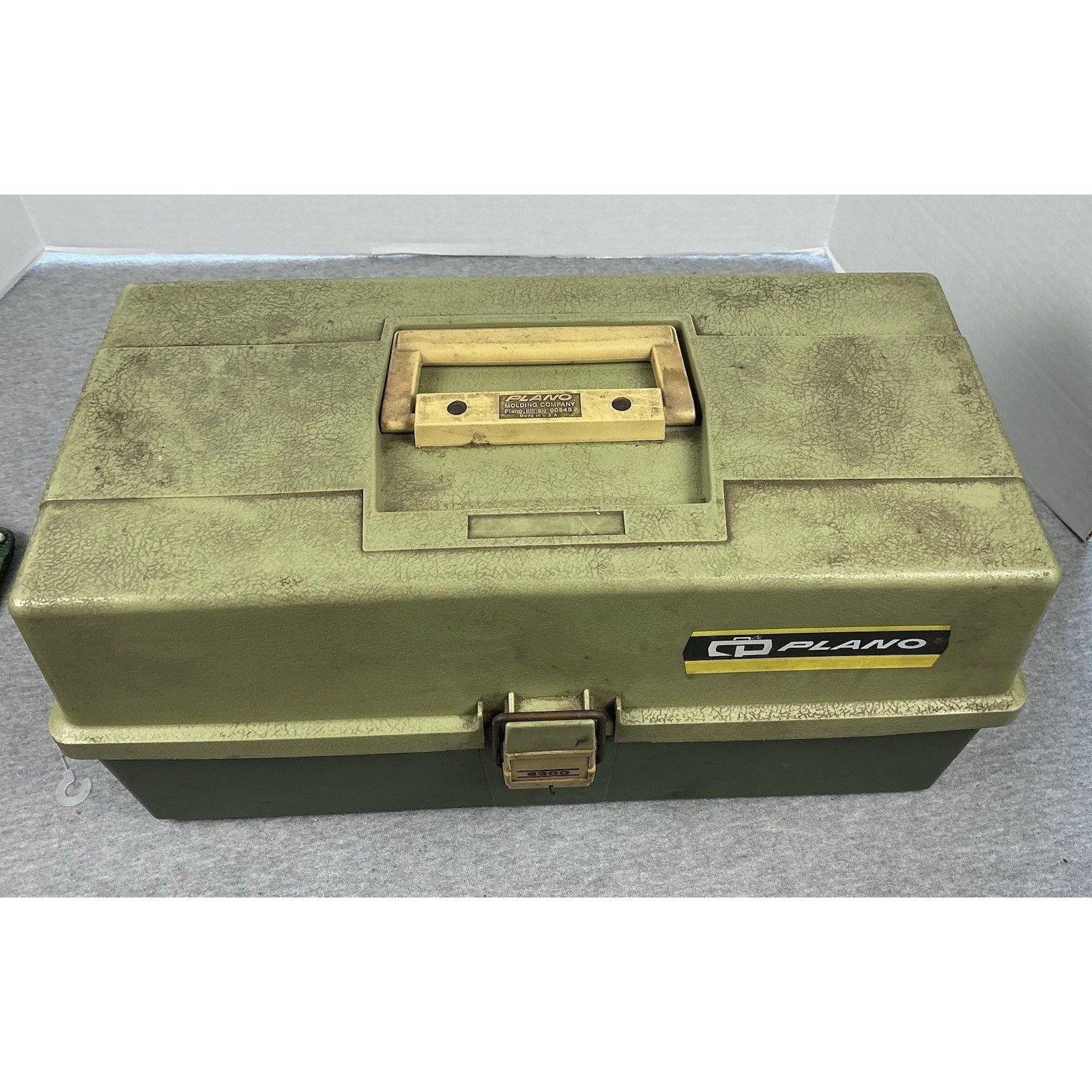 Vintage Plano 6300 Green Tan 3 Tray Tackle Box USA Made Storage Organizer